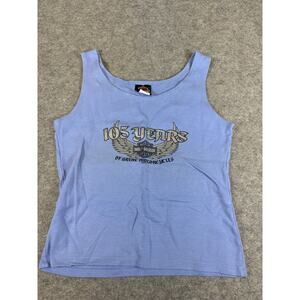Harley Davidson Tank Top Womens Medium Blue 105th Anniversary Motorcycle USA